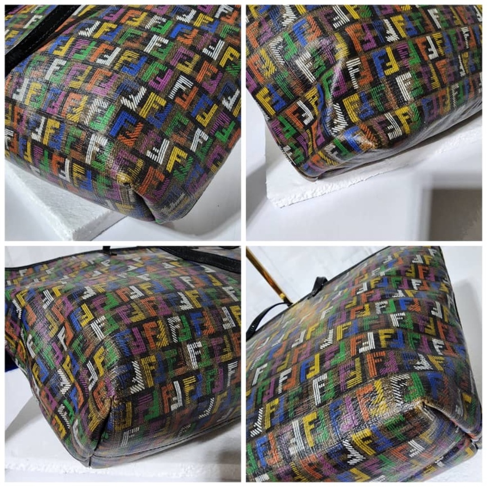 Authentic Fendi Multicolored Zucca Coated Canvas Large Roll Tote Bag - Picture 12 of 15
